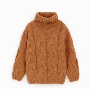 Zara Cable Knit Sweater in light camel